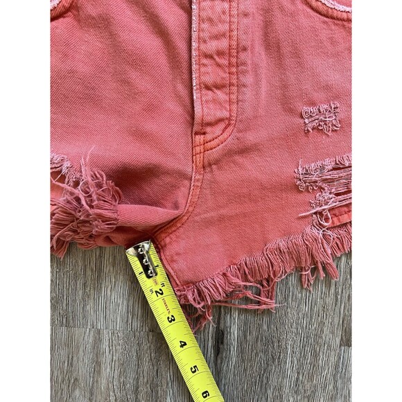 Free People Shorts Womens 27 Burnt Orange Faded Denim Cut Off Raw Hem 5 Pocket - Picture 8 of 8